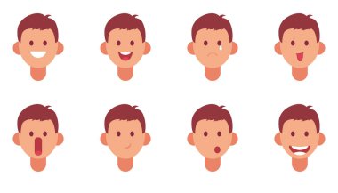 Farklı duygular gösteren yakışıklı çocuk yüzleri..