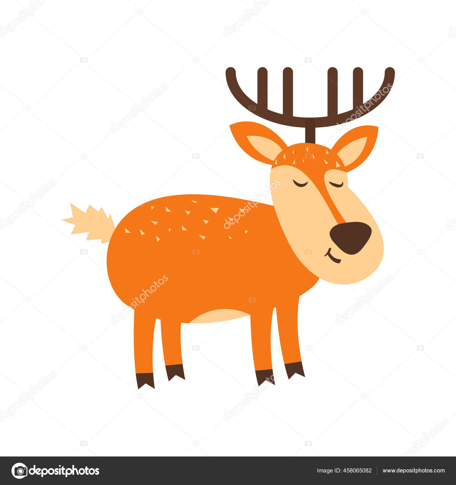 Sød Hjort Med Gevirer Vektorillustration Tegning Tegneserie Stil  Stockvektor af ©tashaant65@gmail.com 458065082, image size:1600x1700