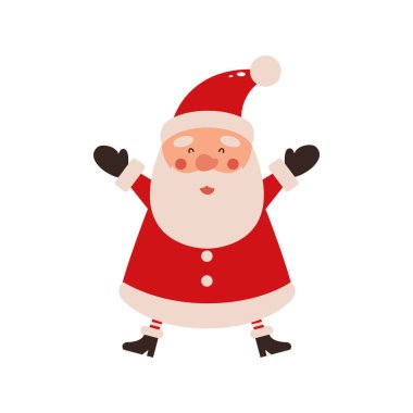 Noel Baba 'nın şirin maskotunun vektör çizimi ya da beyaz arka planda izole edilmiş karakter. Düz biçim.