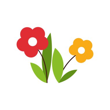 Çiçekler. Beyaz arka planda çocuk desenleri. Vektör illüstrasyonu.