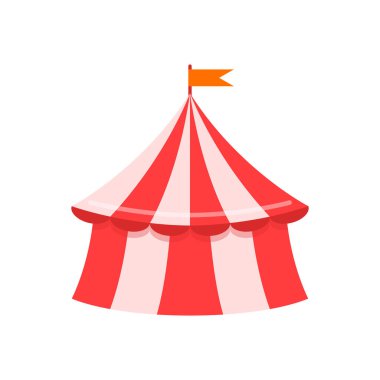 Çadır, festival, sirk. Beyaz arkaplanda izole edilmiş simge, düz illüstrasyon vektör çizimi
