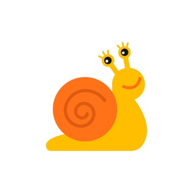 Beyaz arka planda sevimli çizgi film salyangozu. Vektör çizimi. Simge.