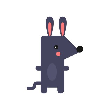 Fare gibi çizilmiş el çizimi düz vektör çizimi. Simge. Çocuklar için basit bir tarz.