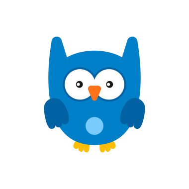 Baykuş gibi el çizimi düz vektör çizimi. Simge. Çocuklar için basit bir tarz.