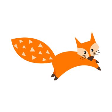 Modern düz stilde şirin bir çizgi film tilkisi. Vektör illüstrasyonu.