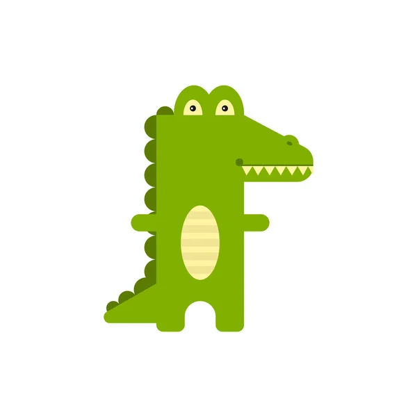 Cute Cartoon Crocodile Modern Geometric Flat Vector Style Bad Style — Stock Vector