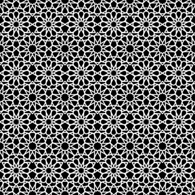 Siyah ve beyaz renklerde kusursuz Arapça desen.