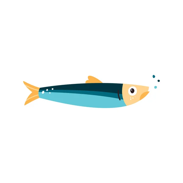Illustrazione Vettoriale Del Pesce Acciuga Piccoli Pesci Foraggio Salati Della — Vettoriale Stock