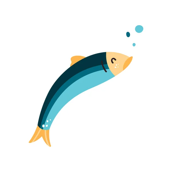 Illustrazione Vettoriale Del Pesce Acciuga Piccoli Pesci Foraggio Salati Della — Vettoriale Stock