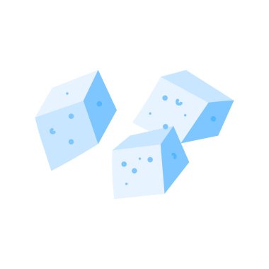 Şeker düşük yalan makinesi. Tatlı, besleyici, lezzetli şeker. Rafine şeker vektörü. Nirengi tekniğinde rafine şeker. Vektör illüstrasyonu.