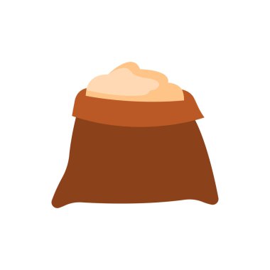 Beyaz zemin üzerinde izole edilmiş tam buğday ekmeği unu, çizim stili vektör illüstrasyonu.