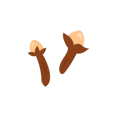 Beyaz arkaplanda baharat karanfili renkli düz simge. Vektör illüstrasyonu.