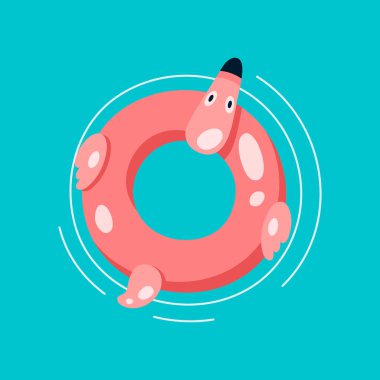 Düz can simidi, şişirilebilir yüzme halkası. Vektör illüstrasyonu.