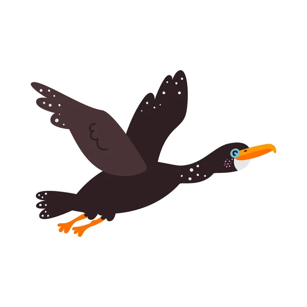 Ilustração Vetorial Sobre Fundo Branco Pássaro Corvo Marinho — Vetor de Stock