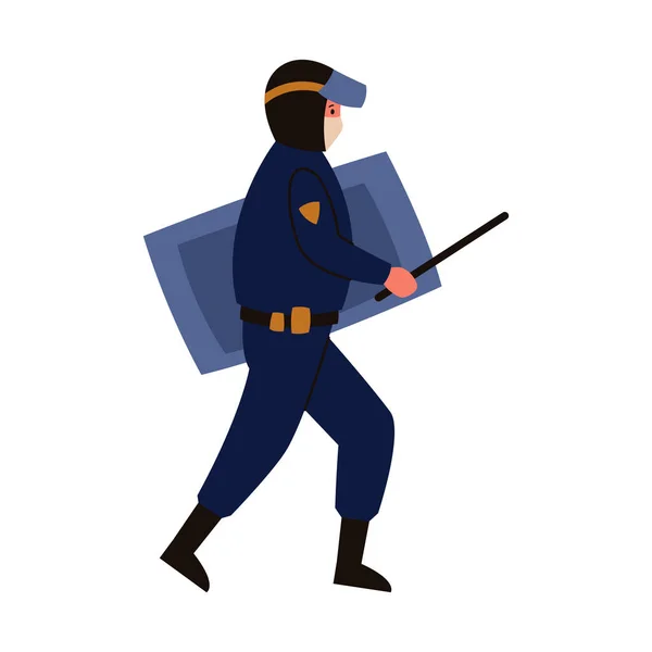 Policía Hombre Uniforme Tras Criminal Outfit Ilustración Vectorial Aislada Sobre — Archivo Imágenes Vectoriales