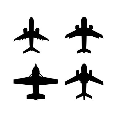 Beyaz arka planda bir uçak simgesi. İzole edilmiş beyaz arkaplanda vektör illüstrasyonu.