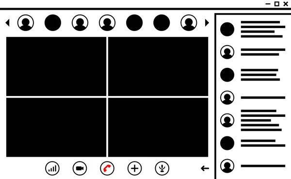Modello Schermo Videochiamate Illustrazione Vettoriale Photoshop — Vettoriale Stock