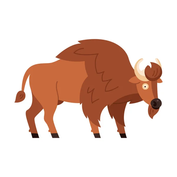 Bison Icon Vector Illustration American Bison Standing Profile Trendy Flat — Stock Vector