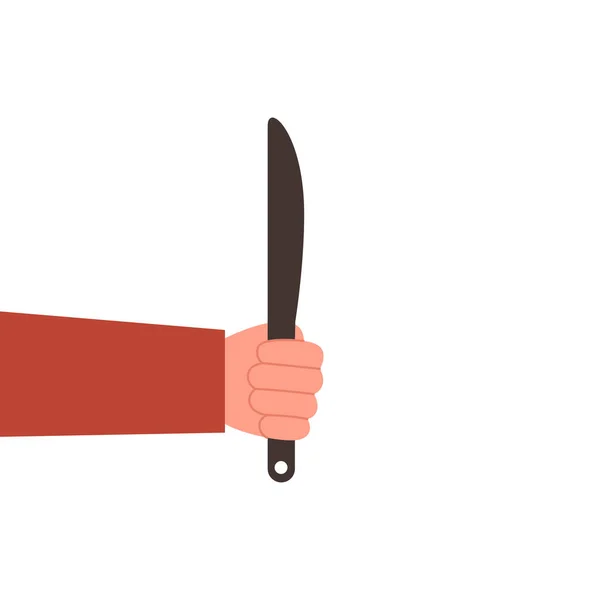Χέρι Κρατάει Μαχαίρι Εικονογράφηση Διανύσματος Απομονωμένη Λευκό Φόντο — Διανυσματικό Αρχείο