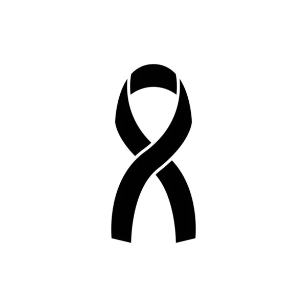Mourning Ribbon Black Awareness Ribbon Isolated White Background — Stock Vector