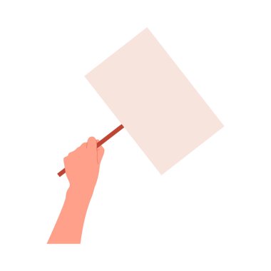 İnsan hakları ayrımcılığı pankartı. İzole edilmiş beyaz arkaplanda çizgi film tarzında vektör illüstrasyonu.