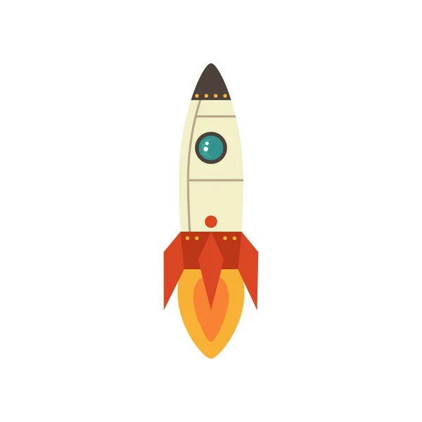 Cohete Dibujos Animados Nave Espacial Despegue Ilustración Vectorial Aislada Icono — Vector de stock