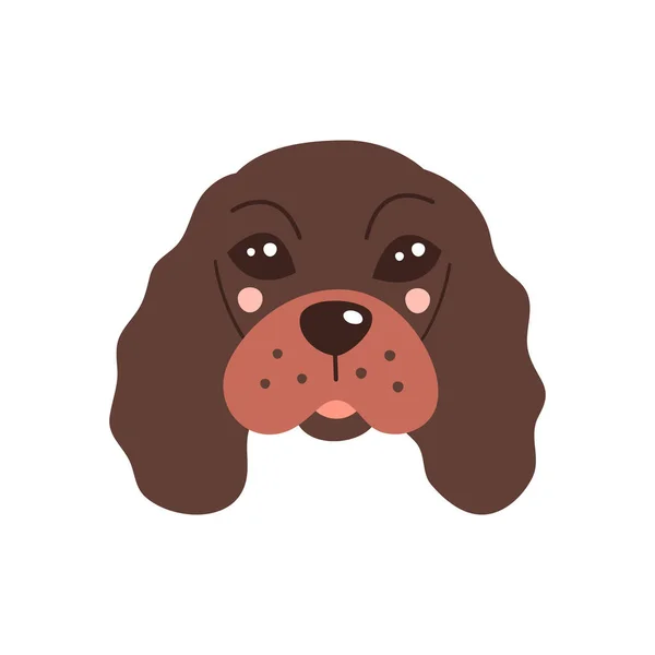 Cara Perro Ilustración Vectorial Divertida Mascota Dibujos Animados Estilo Plano — Vector de stock