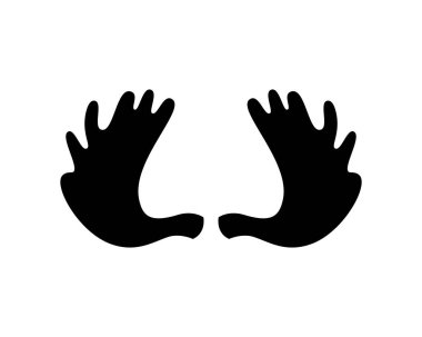 Beyaz arka planda geyik boynuzları. Vektör çizimi. Simge.