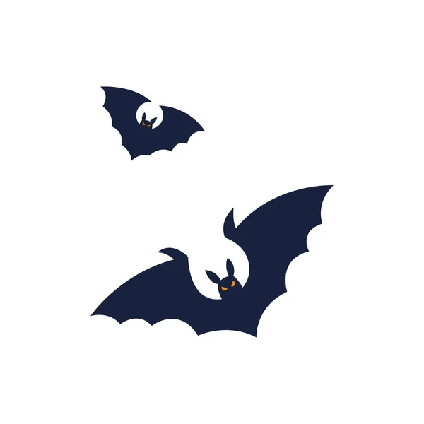 Νυχτερίδες Σιλουέτες Απόκριες Διανυσματική Απεικόνιση Απομονώνονται Λευκό Φόντο — Διανυσματικό Αρχείο