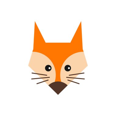 Şirin tilki. Basit biçimdeki vektör illüstrasyonu, beyaz arkaplanda izole edilmiş simge