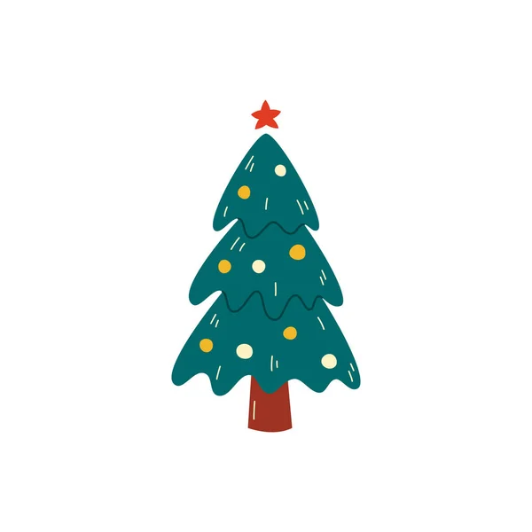 Новорічна Ялинка Сучасний Дизайн Різдвяні Новорічні Елементи Прикраси Векторні Ілюстрації — стоковий вектор