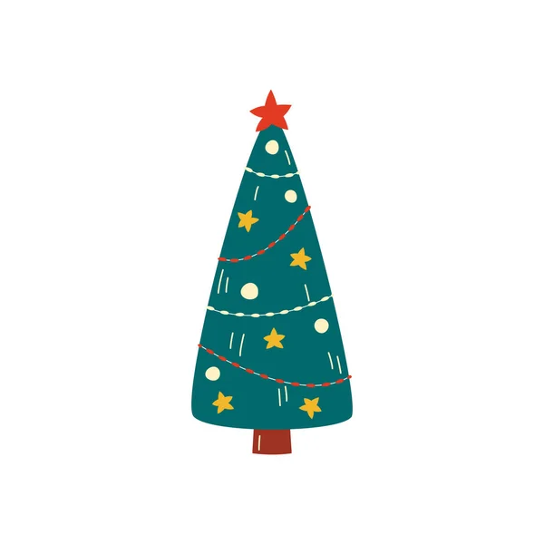 Новорічна Ялинка Сучасний Дизайн Різдвяні Новорічні Елементи Прикраси Векторні Ілюстрації — стоковий вектор