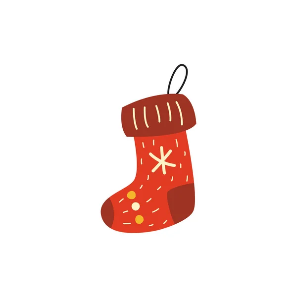Різдвяний Шкарпетка Векторна Мінімальна Плоска Ілюстрація Дизайну Білому Тлі — стоковий вектор