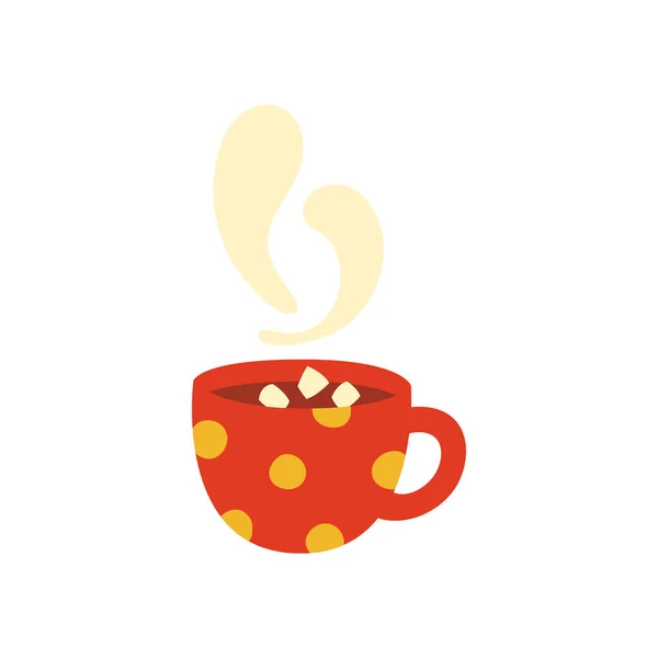 Taza Roja Café Con Malvaviscos Caricatura Vectorial Puede Utilizar Menú — Vector de stock