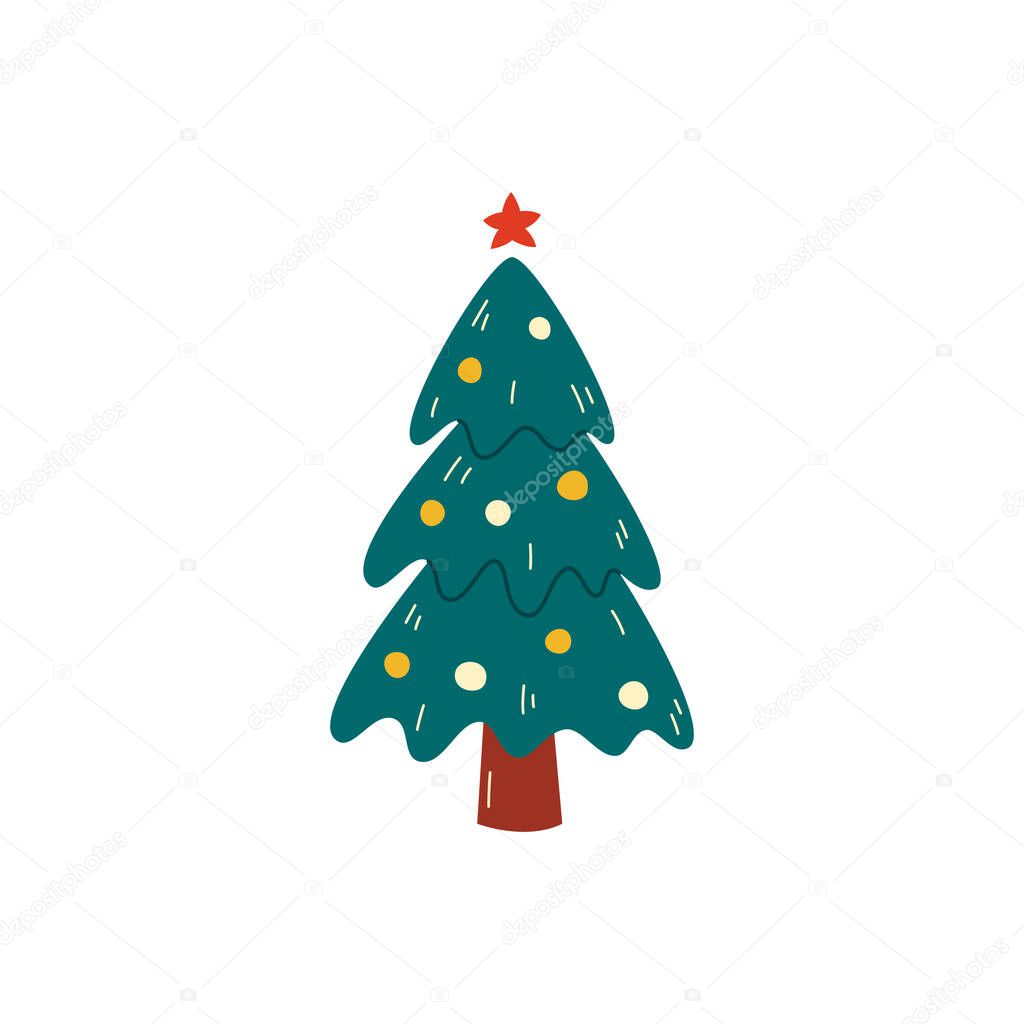 Christmas tree. Modern design. Christmas and New Year s elements for decoration. Vector illustration isolated on white.