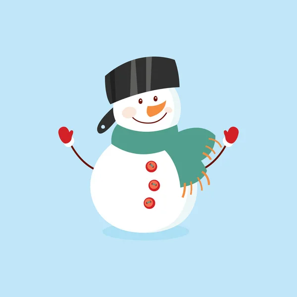 面白い漫画の雪だるま はがき 青い背景に雪だるまとイラスト — ストックベクタ