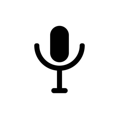 Beyaz izole arkaplanda mikrofon simgesi düz tasarımı.