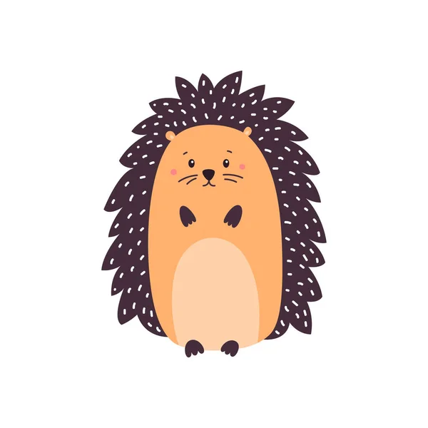 Vector Illustration Smiling Hedgehog Isolated White Cute Cartoon Character — Stock Vector