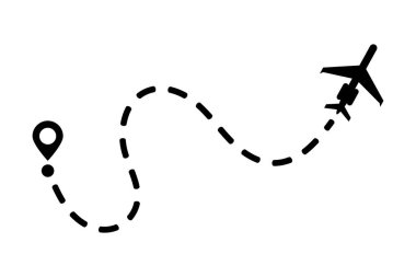 Uçak ve onun beyaz arkaplan çizimi üzerindeki izleri.