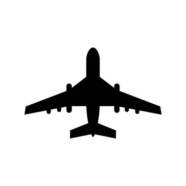 Beyaz arka planda bir uçak simgesi. İzole edilmiş beyaz bir arkaplanda resimleme.