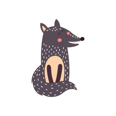 Beyaz arka planda şirin bir karikatür kurdu..