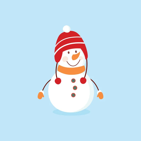 Grappige Cartoon Sneeuwpop Ansichtkaart Illustratie Met Een Sneeuwpop Een Blauwe — Stockfoto