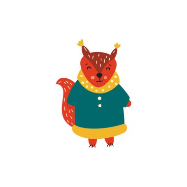 Beyaz arka planda çizgi film sincabı, illüstrasyon.