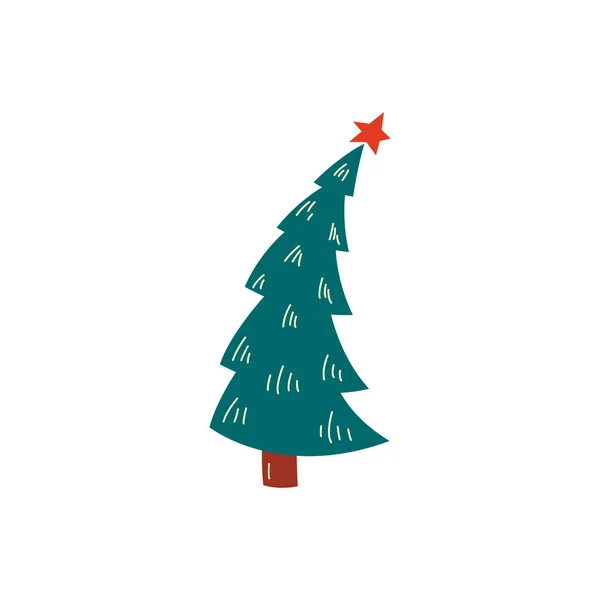 圣诞树 现代设计 圣诞和新年装饰的元素 白色上孤立的图解 — 图库照片