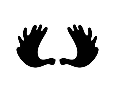 Beyaz arka planda geyik boynuzları. Çizim. Simge.