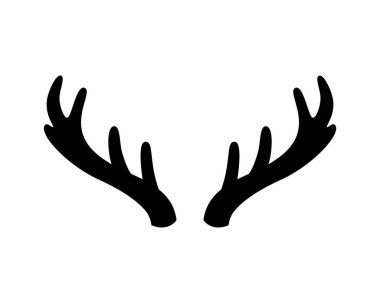 Beyaz arka planda geyik boynuzları. Çizim. Simge.