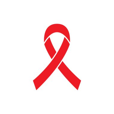 Kırmızı kurdele, göğüs kanseri farkındalığı uygulamalar ve web siteleri için düz simge.