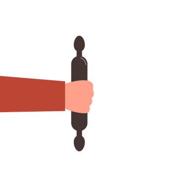 Elde merdane. Resim beyaz arkaplanda izole edildi.