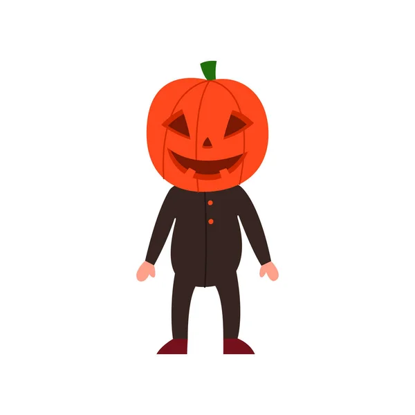 Kind Kürbiskostüm Halloween Illustration Auf Weißem Hintergrund — Stockfoto