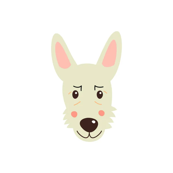 犬の顔だ トレンディーなフラットスタイルで面白い漫画ペットのイラスト 白に隔離された — ストック写真
